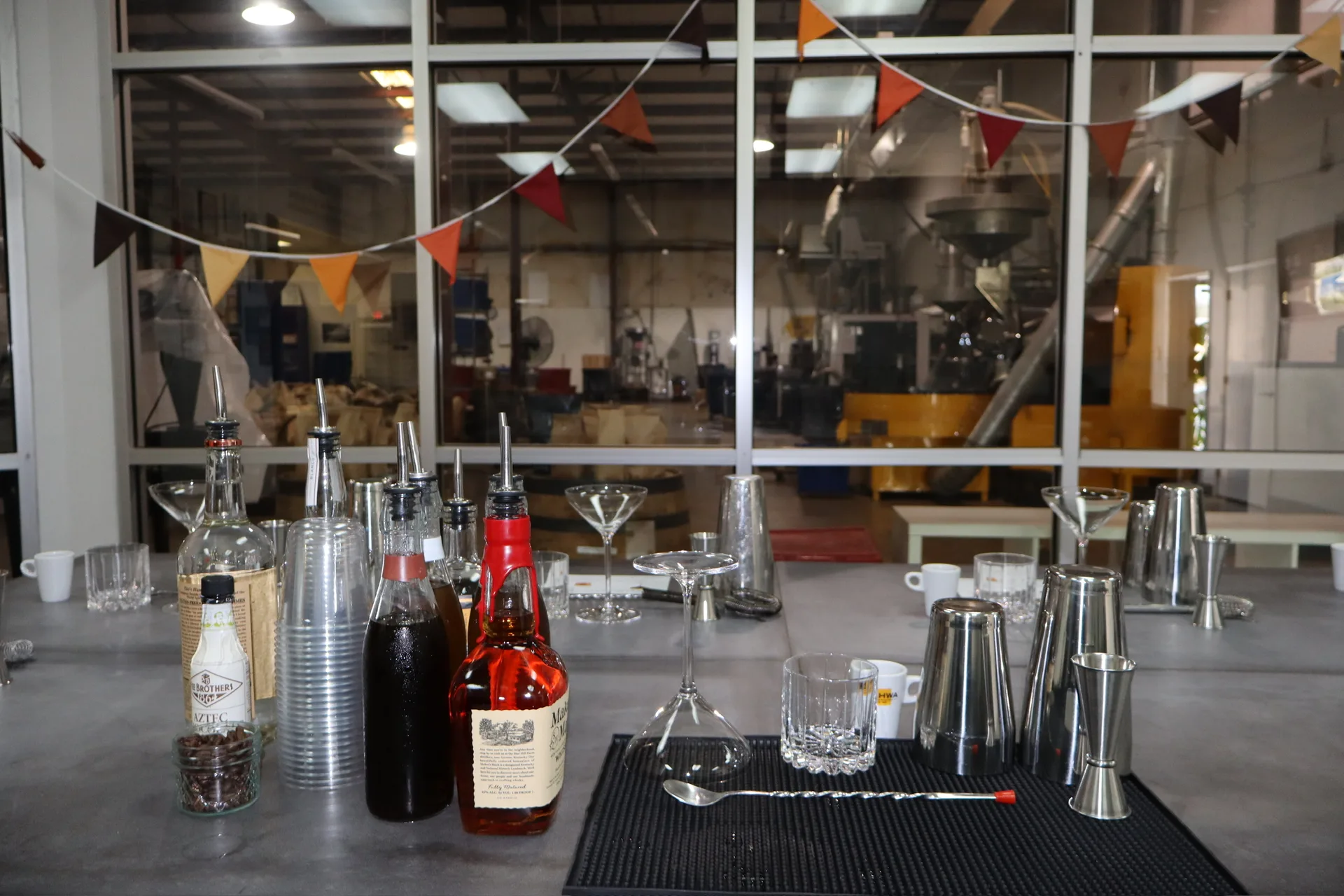 Cocktail class bar setup at Kawha Coffee Roastery